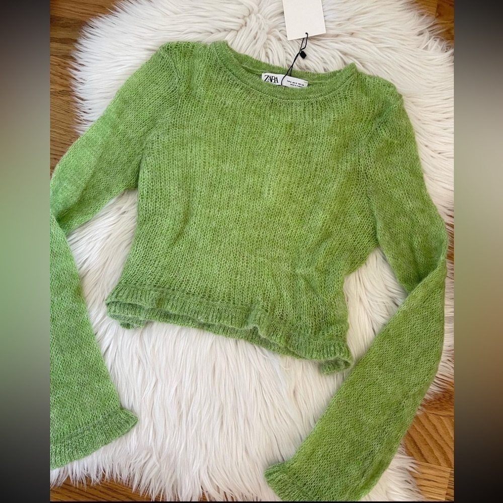ZARA cuff ruffled crop knit sweater 4331/007 - Picture 2 of 11